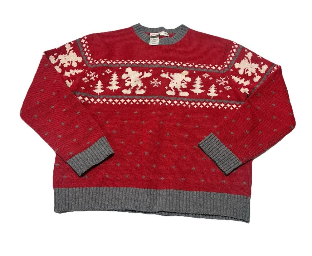 Vintage 2000s Y2K Disney Store Mickey Mouse Fair Isle Christmas Sweater Large